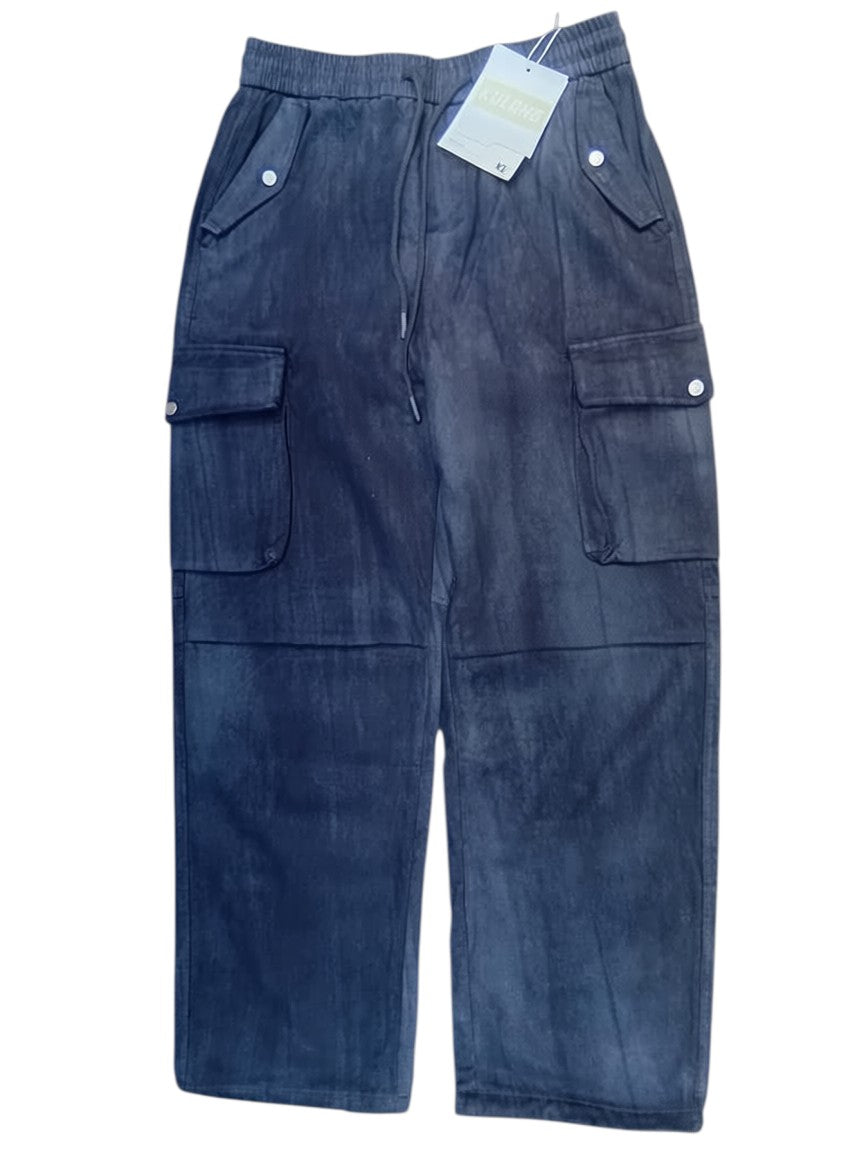 Indigo Washed Cargo Pants