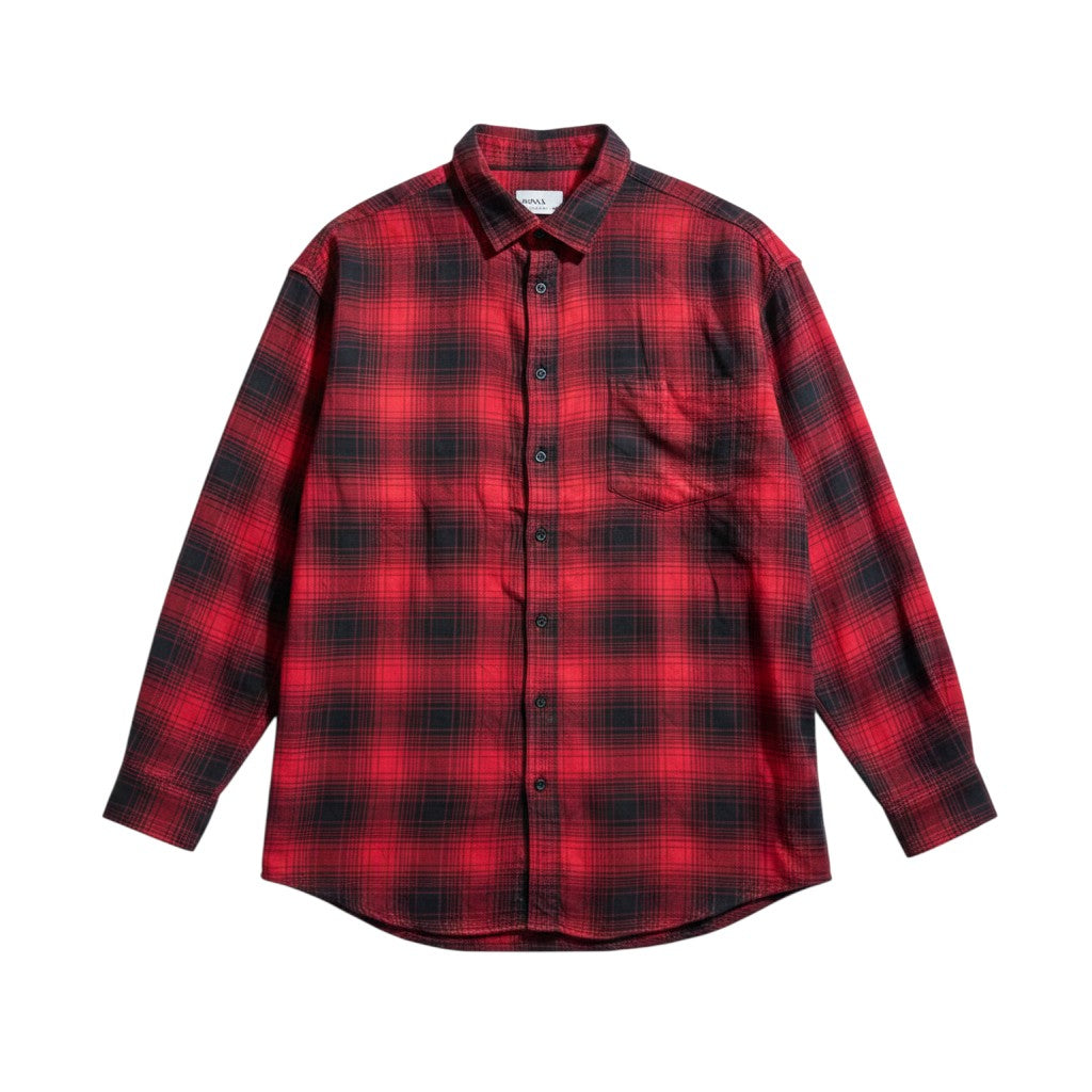 Red Ombre Plaid Long Sleeve Shirt