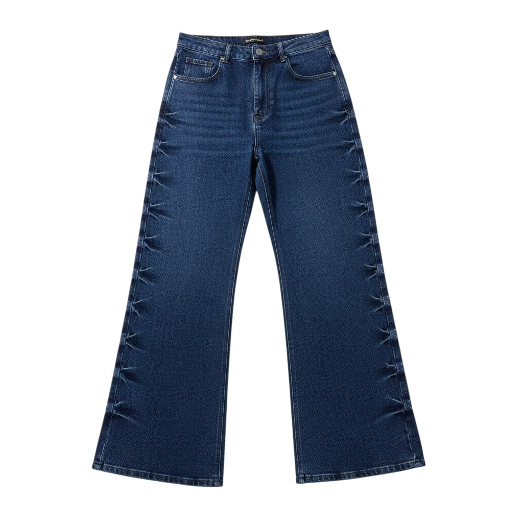 Zigzag Stitch Wide-Leg Jeans