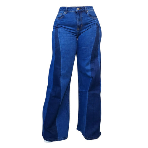 Two-Tone Wide-Leg Jeans