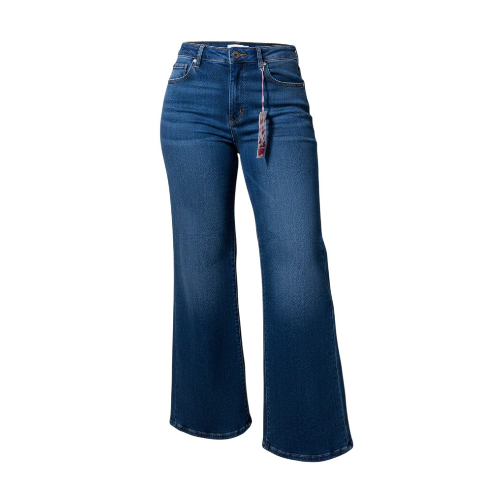 Dark Blue Wide-Leg Flare Jeans