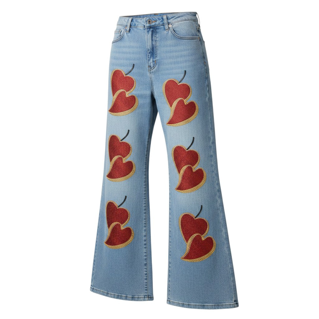 Heart Patch Flare Jeans