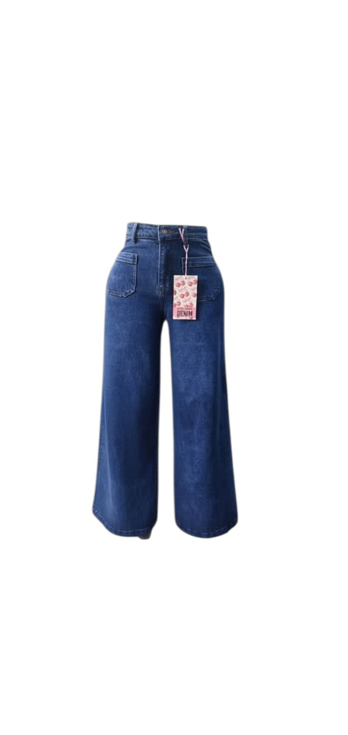 Blue Palazzo Wide-Leg Jeans