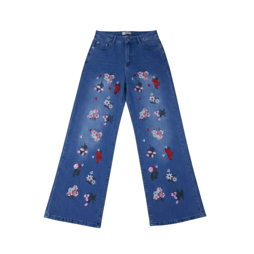 Floral Wide-Leg Jeans