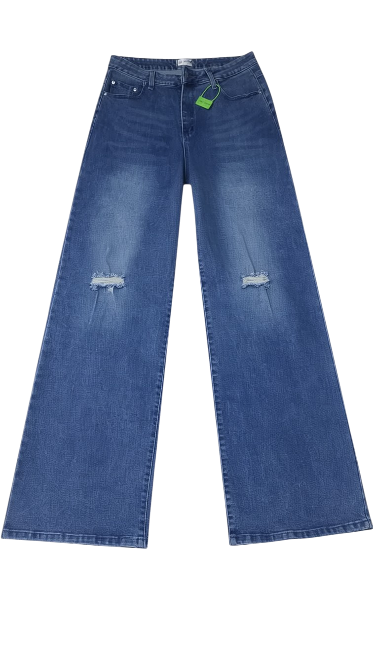Ripped Wide-Leg Jeans