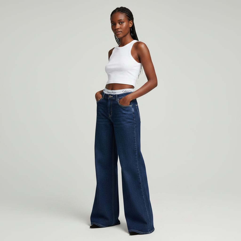 Navy Wide-Leg Jeans