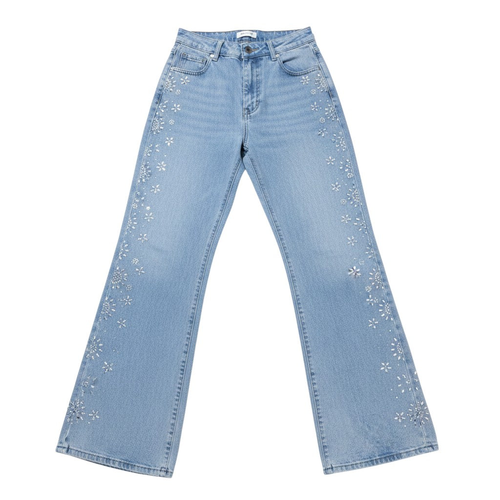 Rhinestone Swirl Straight-Leg Boyfriend Jeans