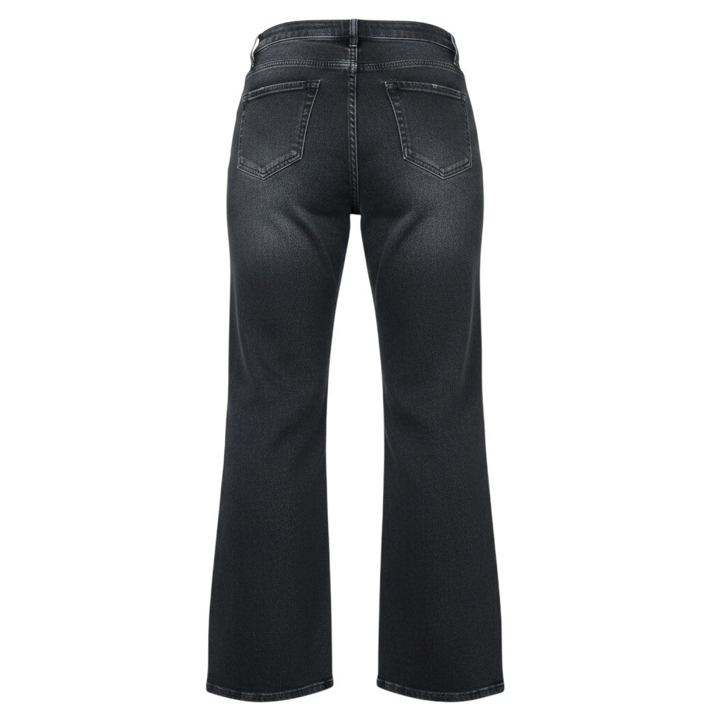 Washed Black High-Waist Straight Jeans