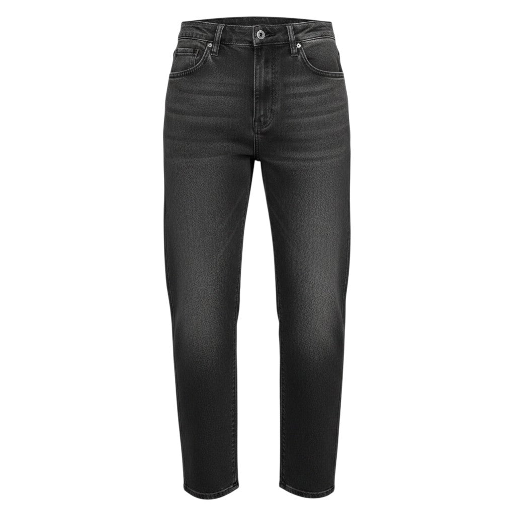 Washed Black High-Waist Straight Jeans