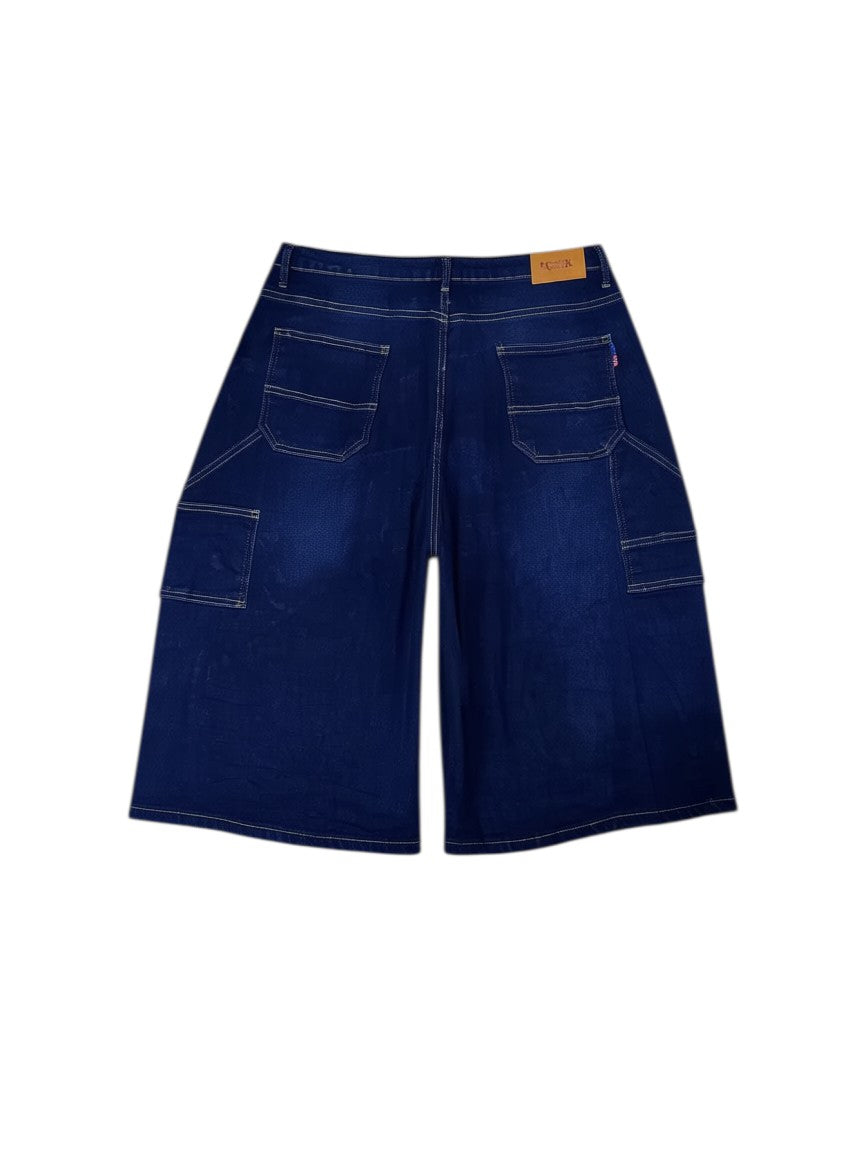 Navy Denim Cargo Shorts