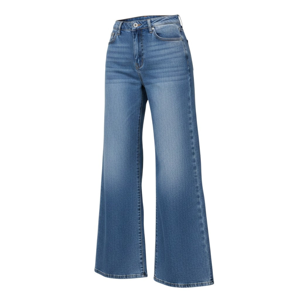 Wide-Leg Blue Denim Jeans