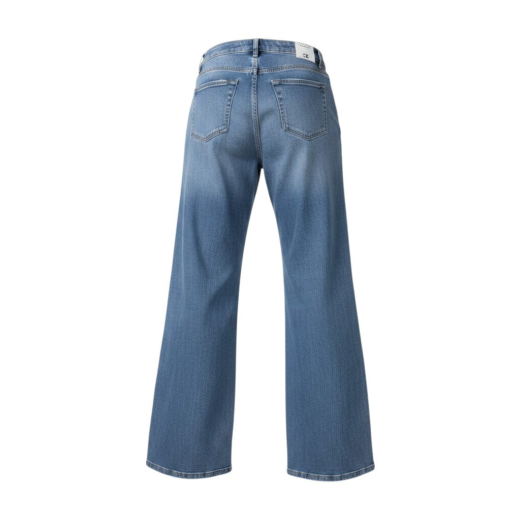 Wide-Leg Blue Denim Jeans