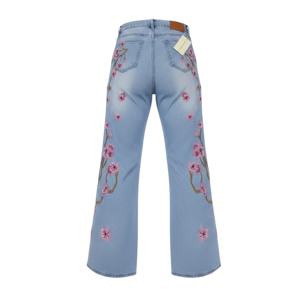 Cherry Blossom Embroidered Boyfriend Jeans