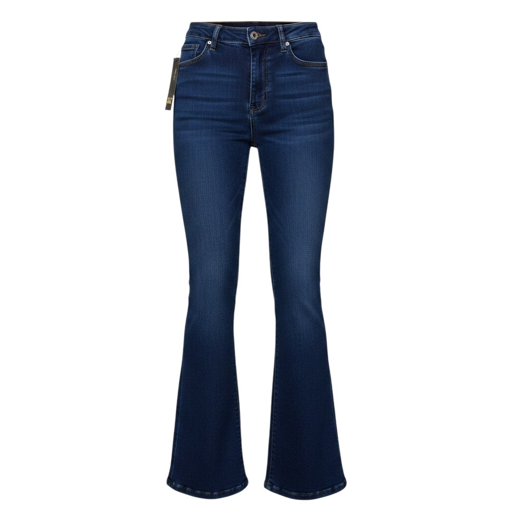 High-Waist Dark Blue Bootcut Jeans