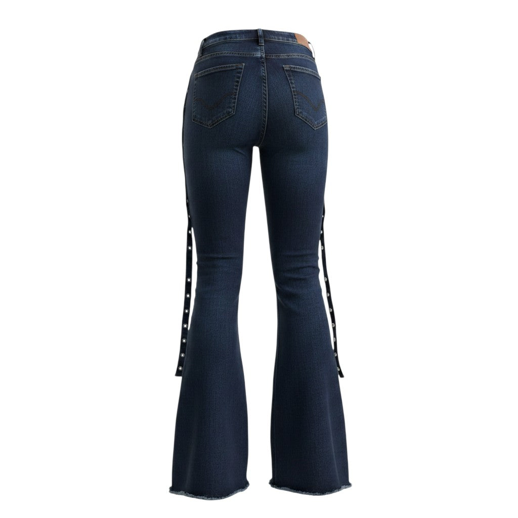 Eyelet Strap Bootcut Flare Jeans