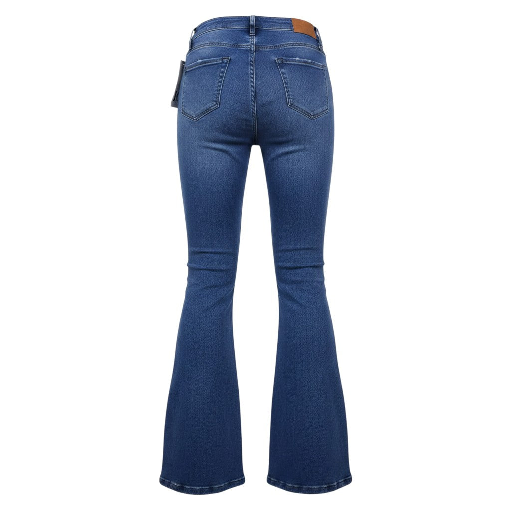 High-Waist Medium Blue Bootcut Jeans