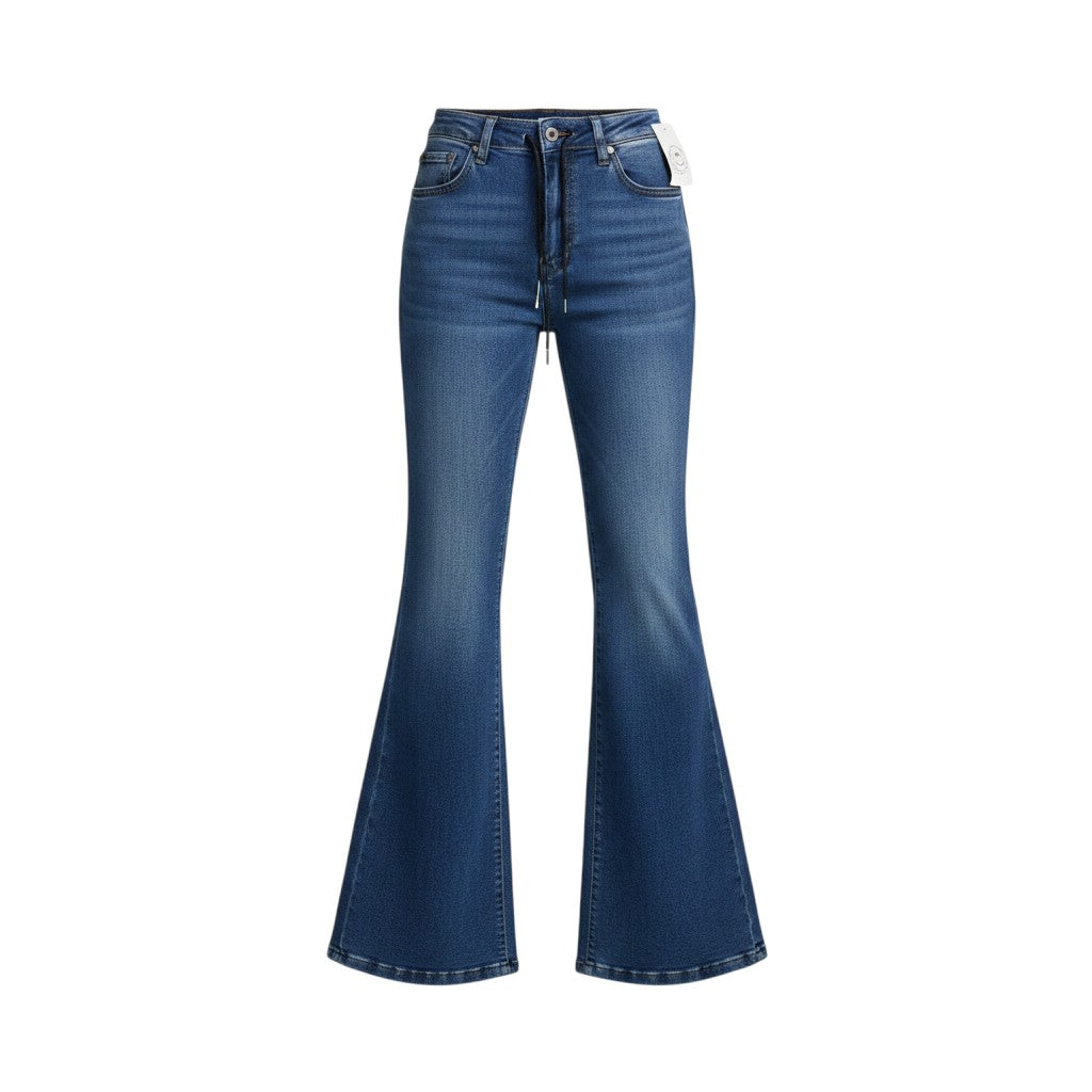 High-Waist Medium Blue Bootcut Jeans
