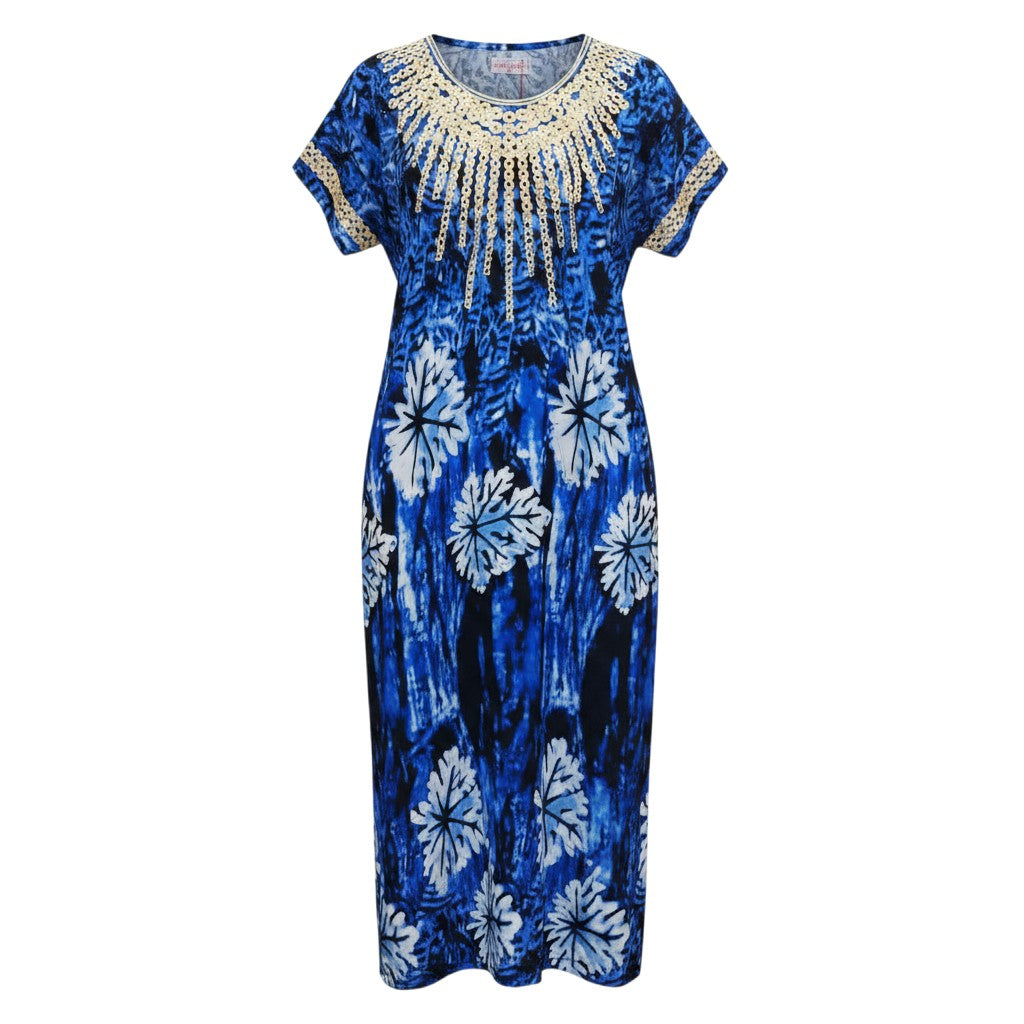 Blue Adire Long Bubu Gown