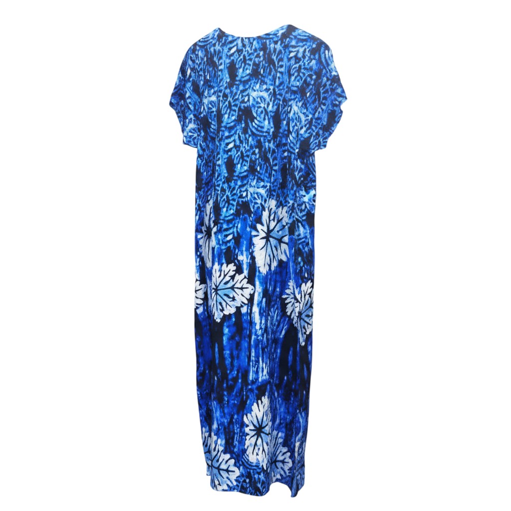 Blue Adire Long Bubu Gown