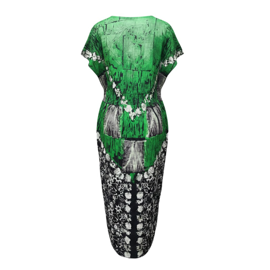 Green Adire Long Bubu Gown