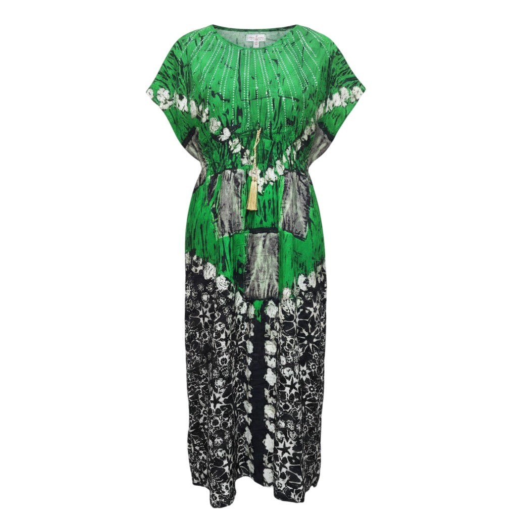 Green Adire Long Bubu Gown