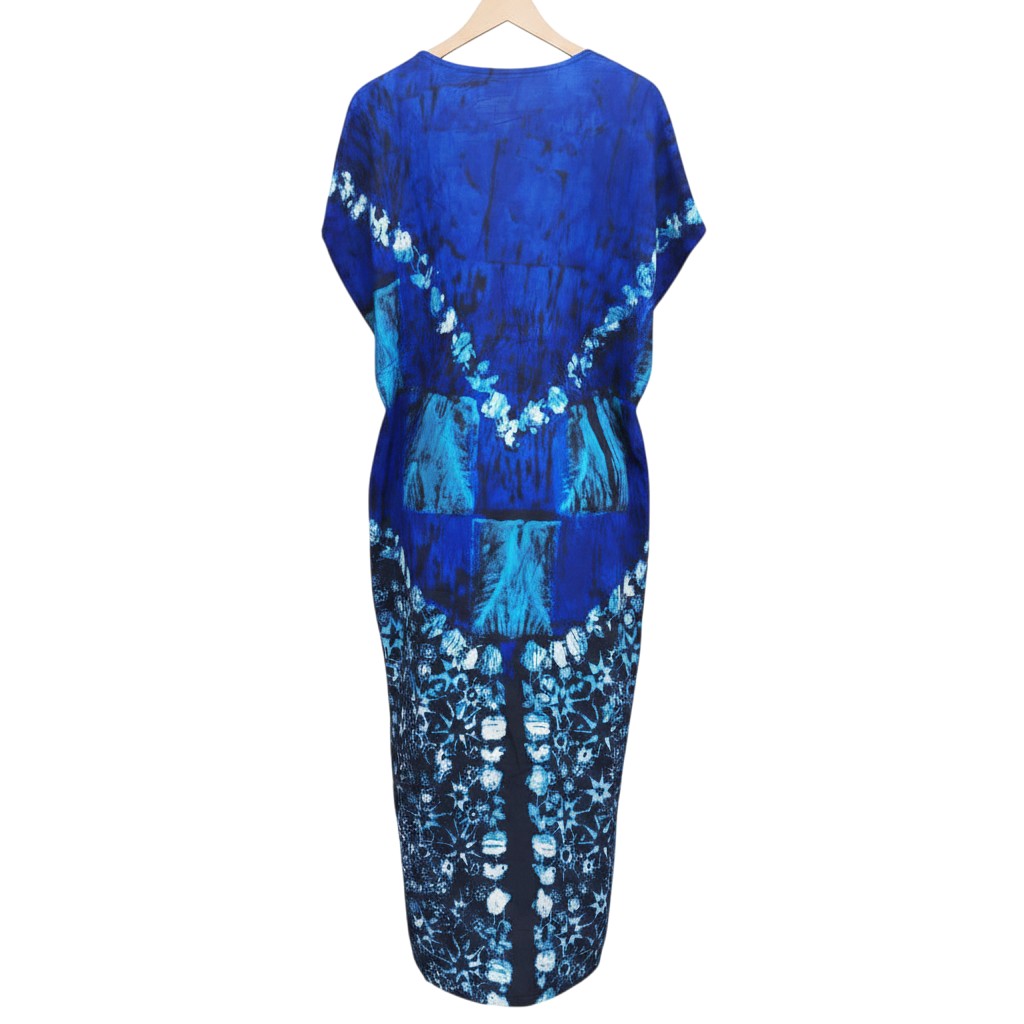 Royal Blue Adire Long Bubu Gown
