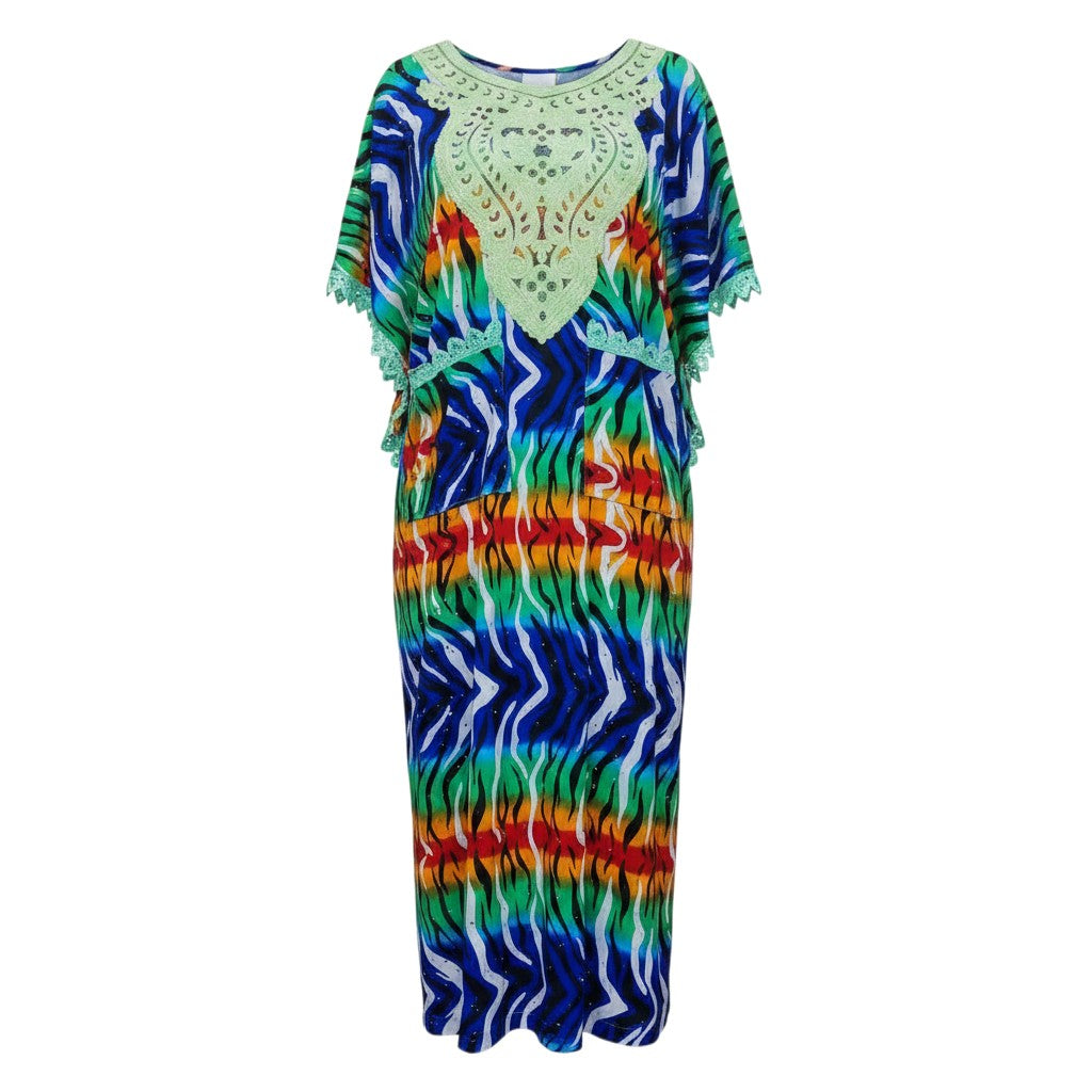 Multicolour Rainbow Zebra Long Bubu Gown