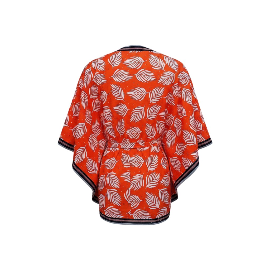 Orange Leaf Print Adire Shirt