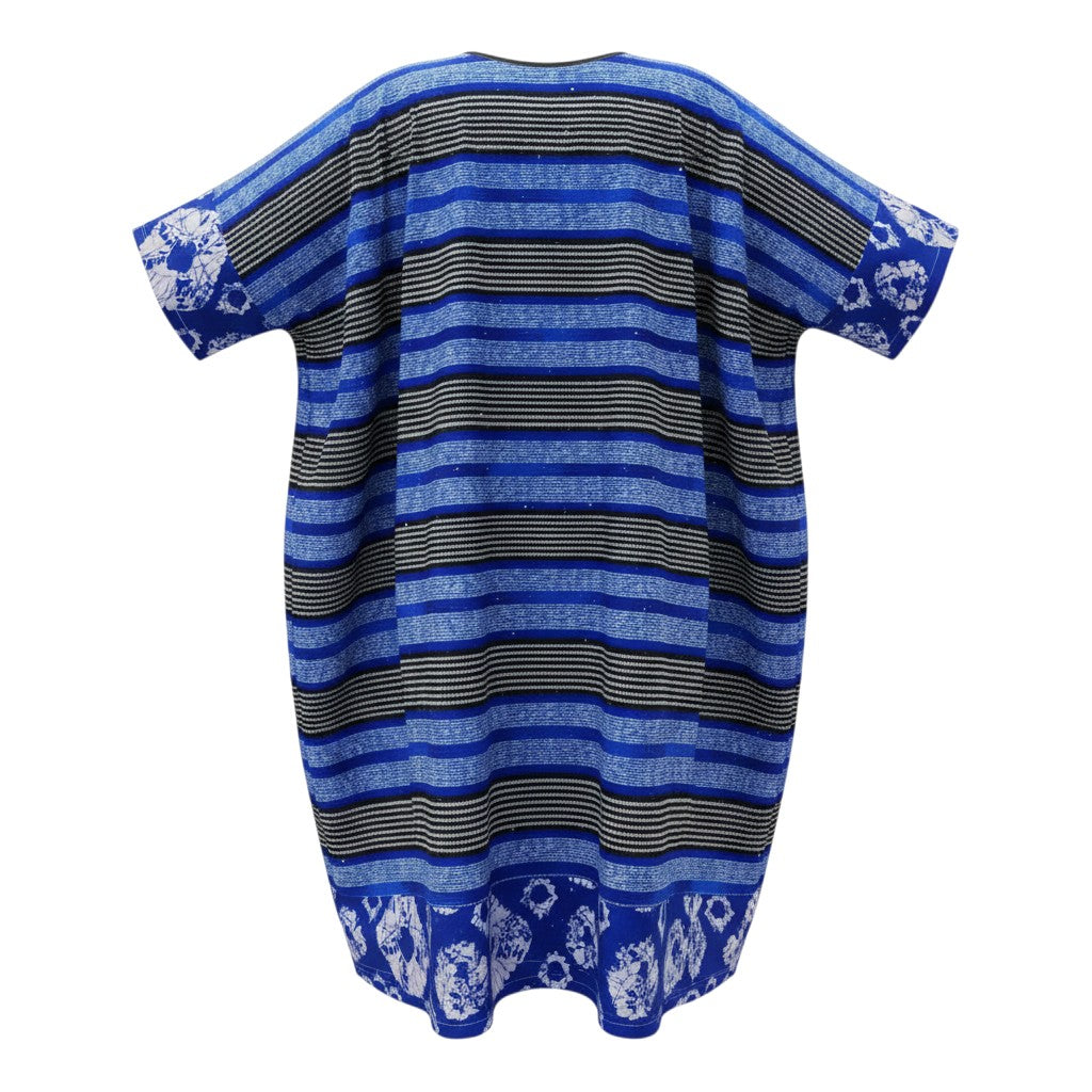 Royal Blue Aso-Oke Stripe 3/4 Bubu Gown