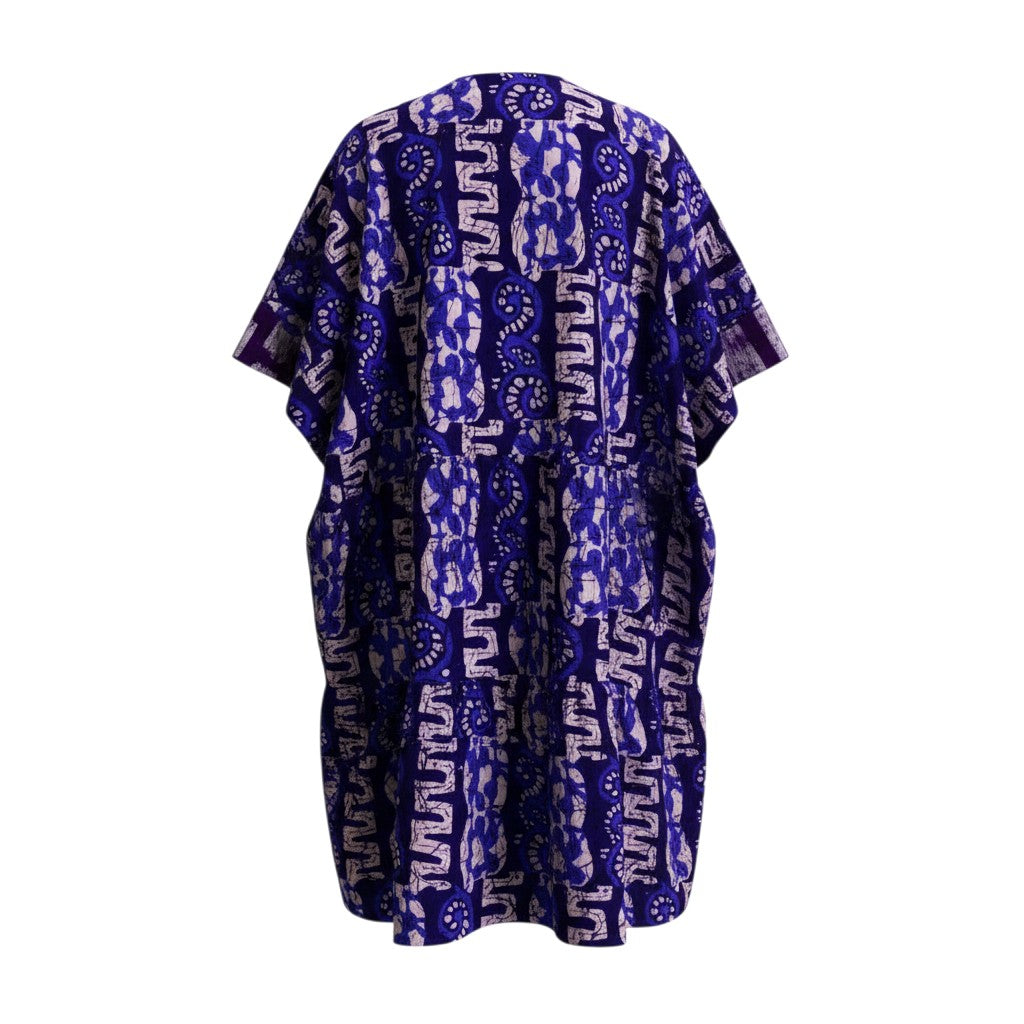 Purple Adire 3/4 Bubu Gown