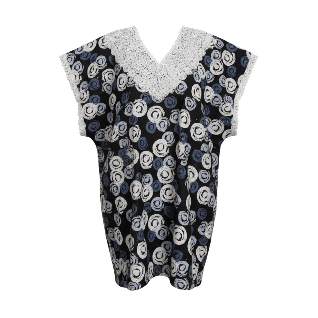 Black & White Swirl Circle Print 3/4 Bubu Gown