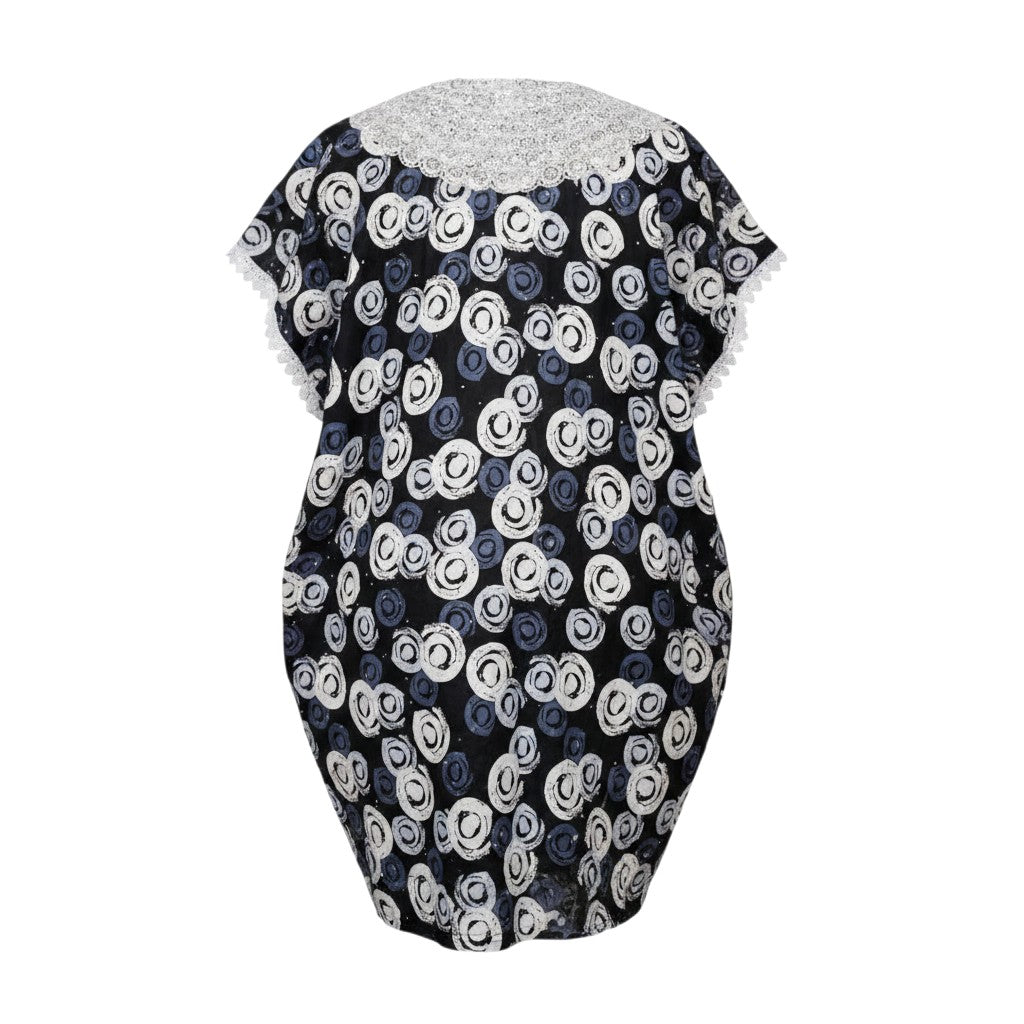 Black & White Swirl Circle Print 3/4 Bubu Gown