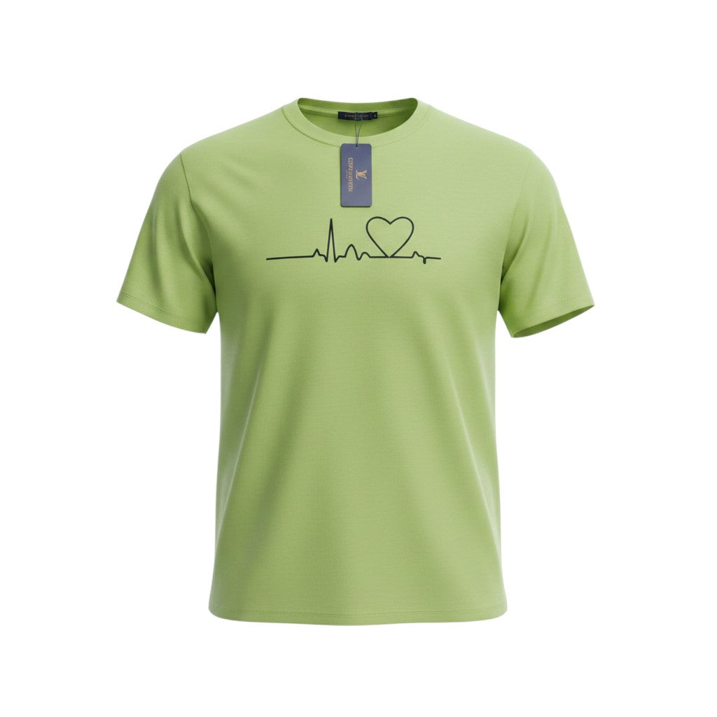 Green Heartbeat Graphic Short-Sleeved Shirt