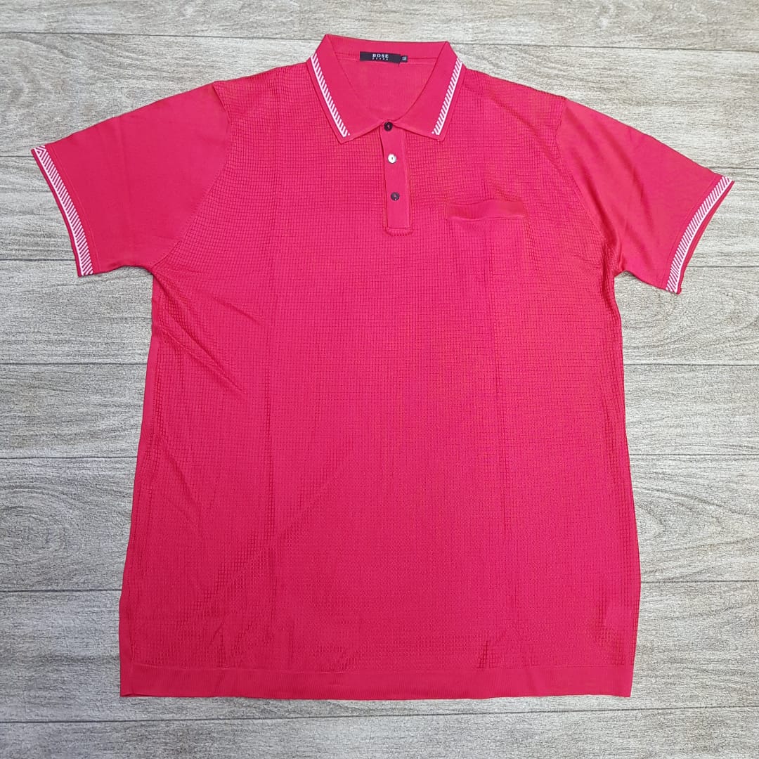 Fuchsia Waffle-Knit White-Tipped Polo Shirt