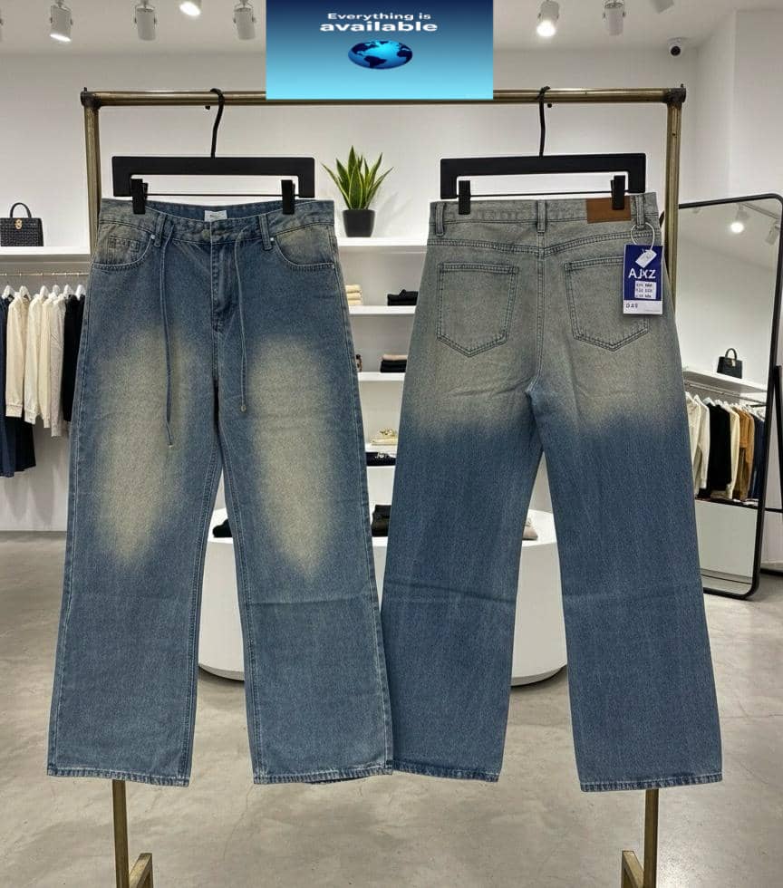 Blue Vintage Wash Wide-Leg Jeans