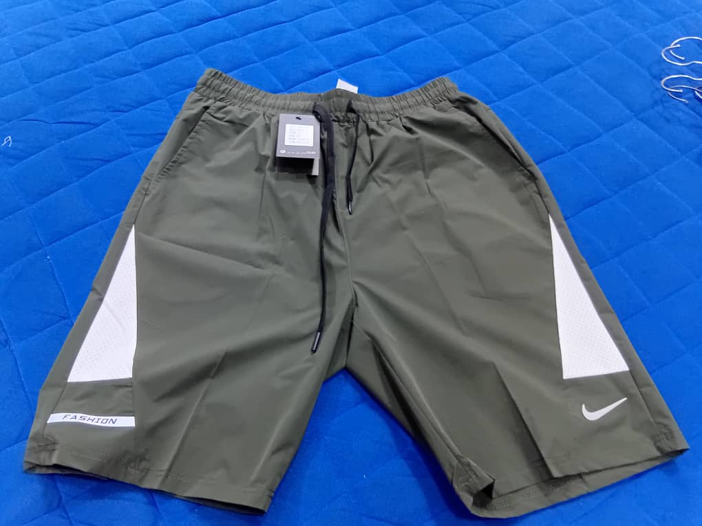 Olive Green Panel Running Shorts