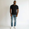 Men's Black Textured Crew Neck Tee - Model Shot