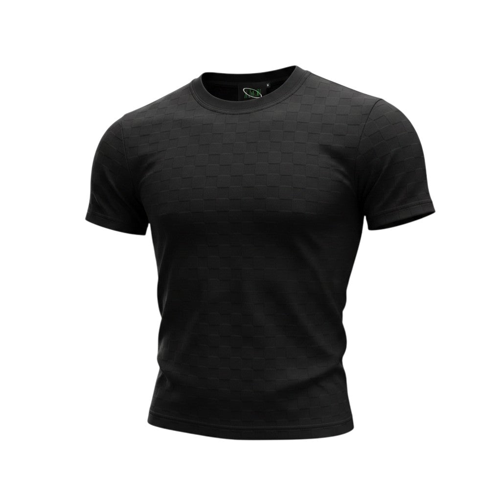 Men's Black Textured Crew Neck Tee - Ghost Mannequin