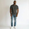 Men's Charcoal Grey Tonal Logo Graphic Crew Neck Tee - Model Shot
