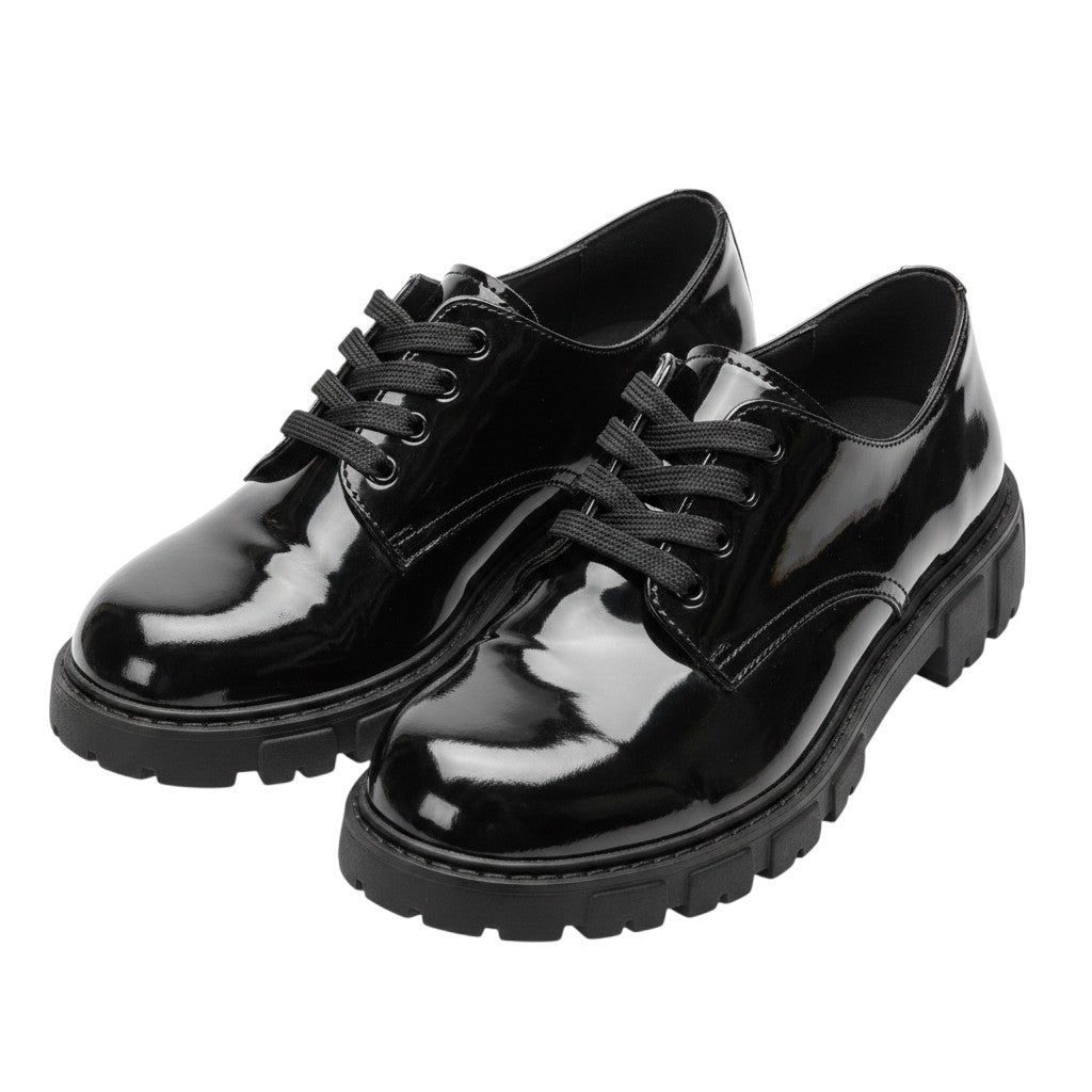 Black patent leather Oxford shoes pair product reference