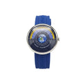 Cosmic Earth Zodiac Dial Watch with Blue Silicone Strap