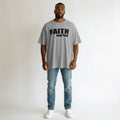 Faith Over Fear Oversized Graphic Tee – Grey