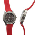 Silver Graphite Dial Red Rubber Strap Men's Luxury Watch
