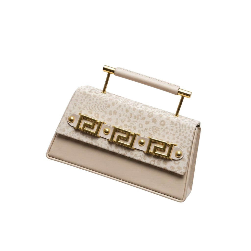 Women's Black Croc Texture Structured Bag Set with Gold Hardware