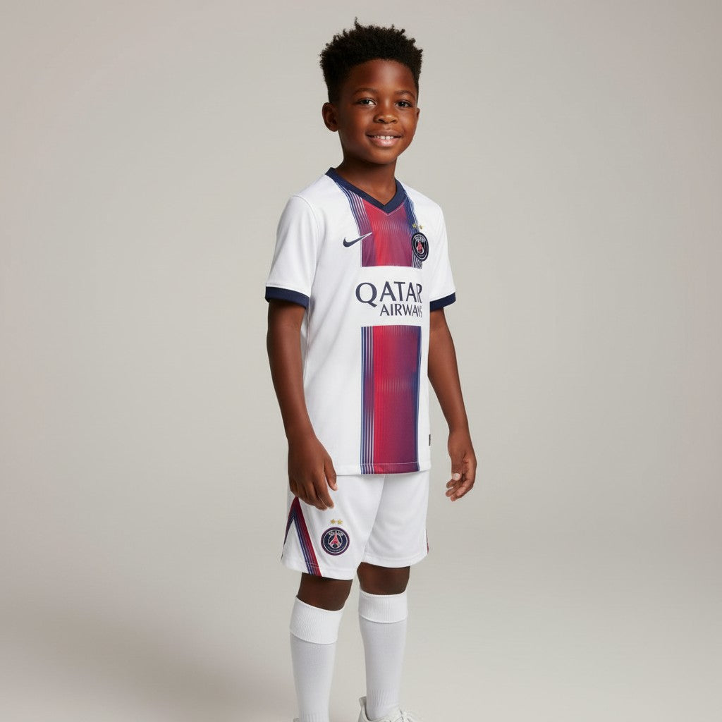 Kids' White & Navy Pinstripe Football Jersey Set