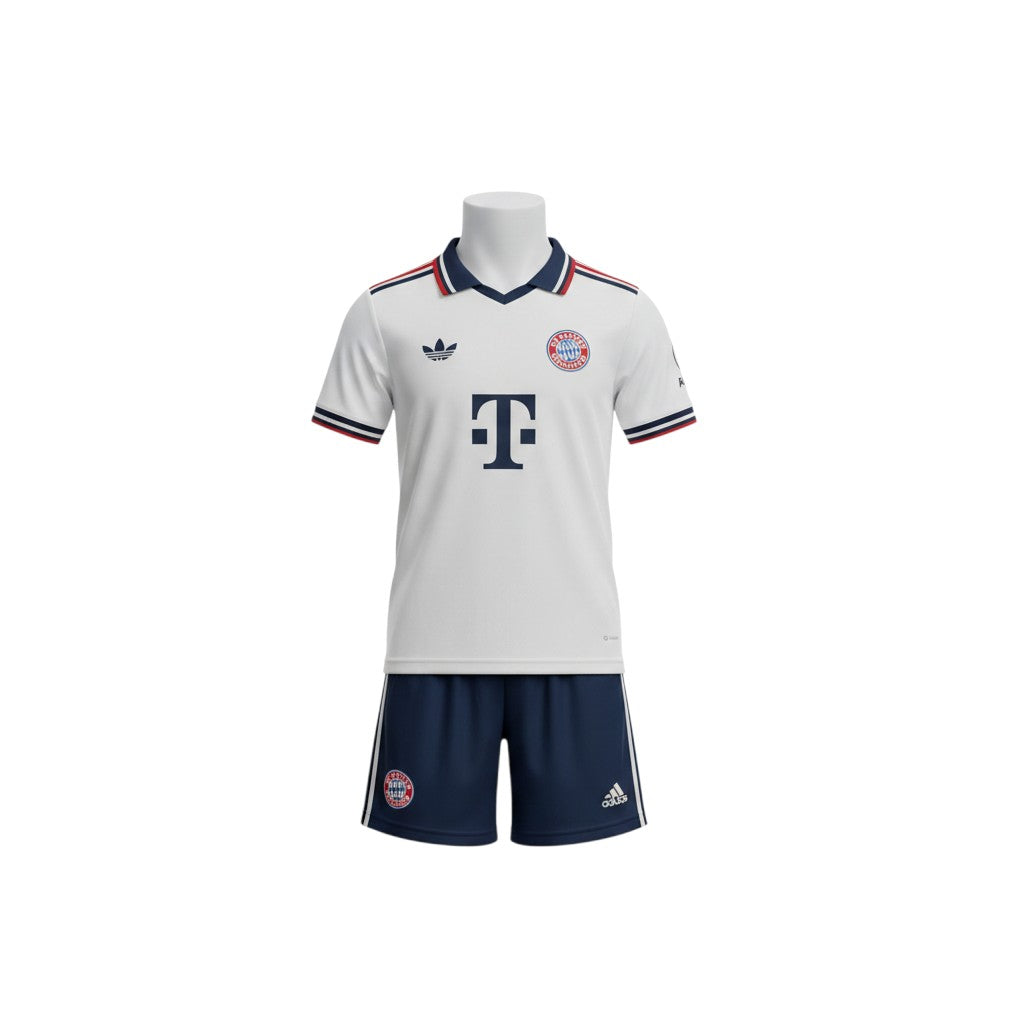 Kids' White Stripe Football Jersey & Navy Shorts Set