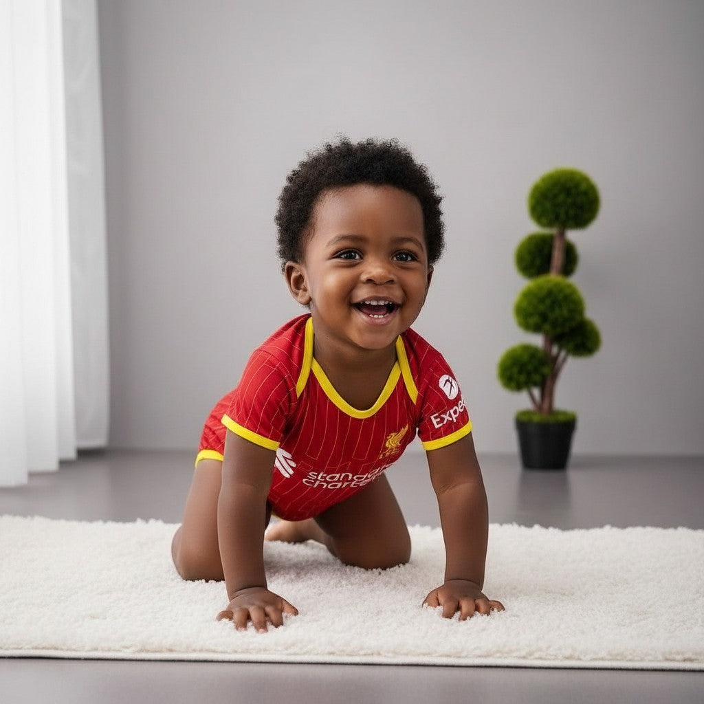 Baby Red & Gold Pinstripe Football Romper Bodysuit