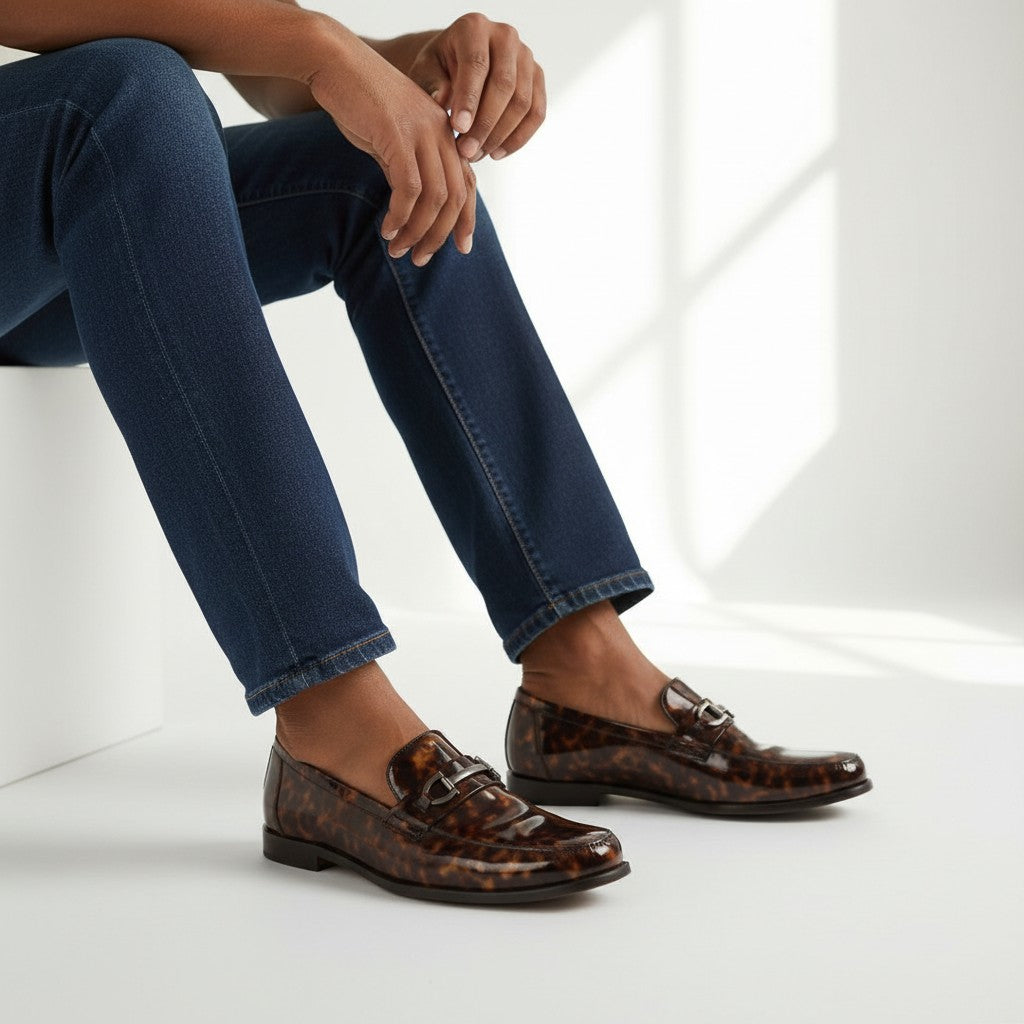 Tortoiseshell Patent Leather Bit Loafers