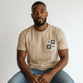 Taupe Pinstripe Palm Graphic Tee