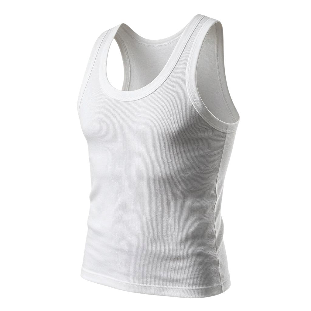 Men’s White Sleeveless Underwear Vests – 3-Pack